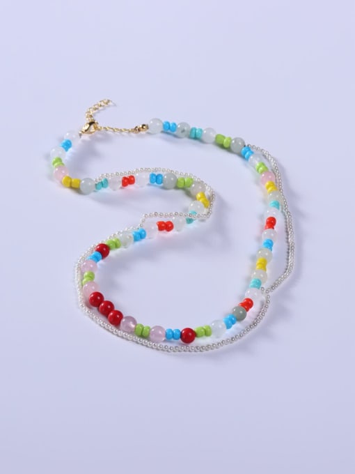 BYG Beads Stainless steel Shell Multi Color Minimalist Beaded Necklace 0