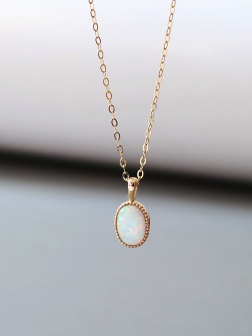 Yellow 925 Sterling Silver Synthetic Opal White Minimalist Lariat Necklace