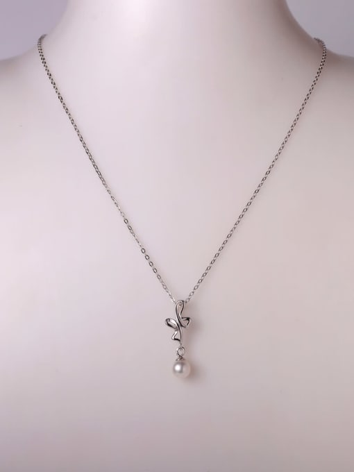 YUEFAN 925 Sterling Silver Freshwater Pearl White Minimalist Lariat Necklace 2