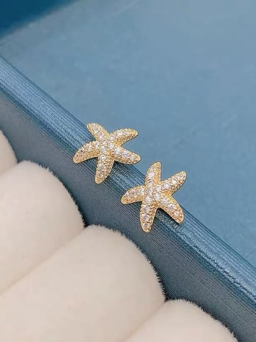 Yellow 925 Sterling Silver Cubic Zirconia White Star Minimalist Stud Earring