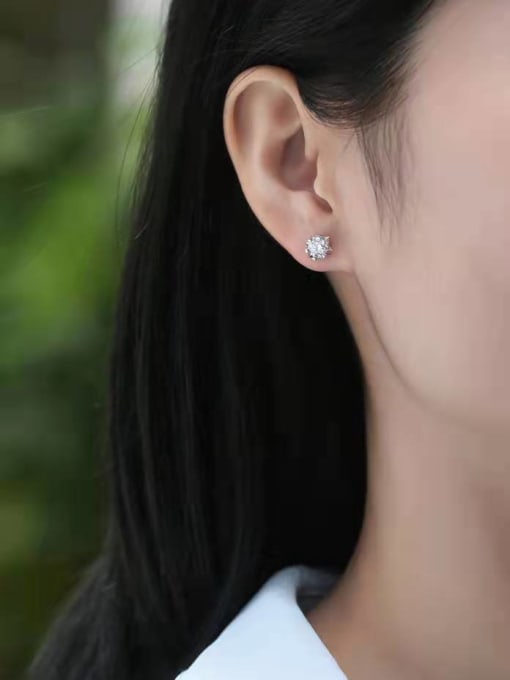 Jane Stone 925 Sterling Silver Moissanite White Minimalist Stud Earring 2