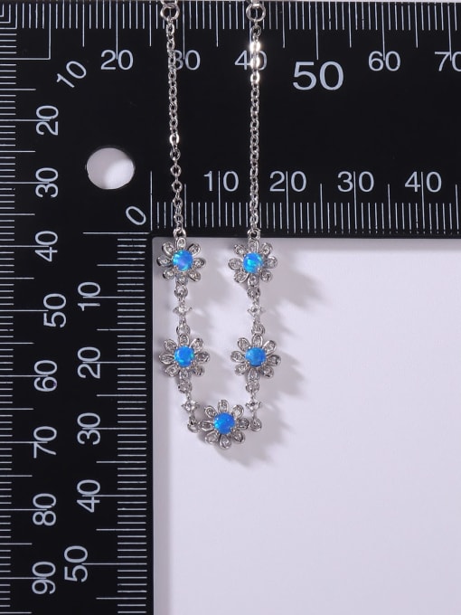 OPAL 925 Sterling Silver Synthetic Opal Blue Minimalist Adjustable Bracelet 3
