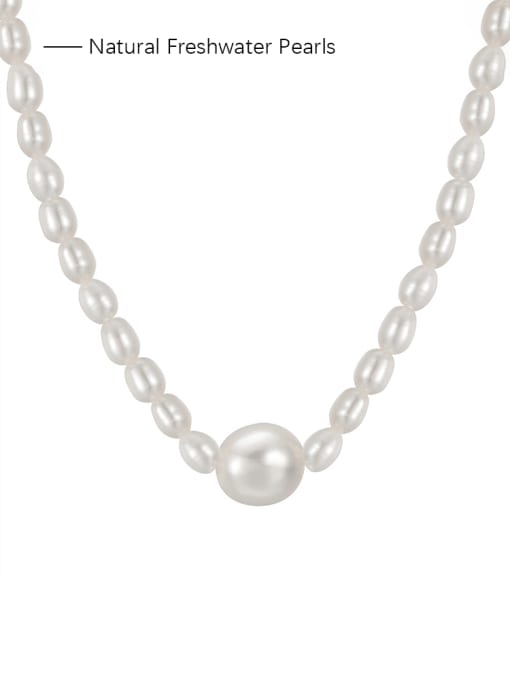 BYG Beads 925 Sterling Silver Freshwater Pearl White Tila Bead Round Minimalist Cuban Necklace 4