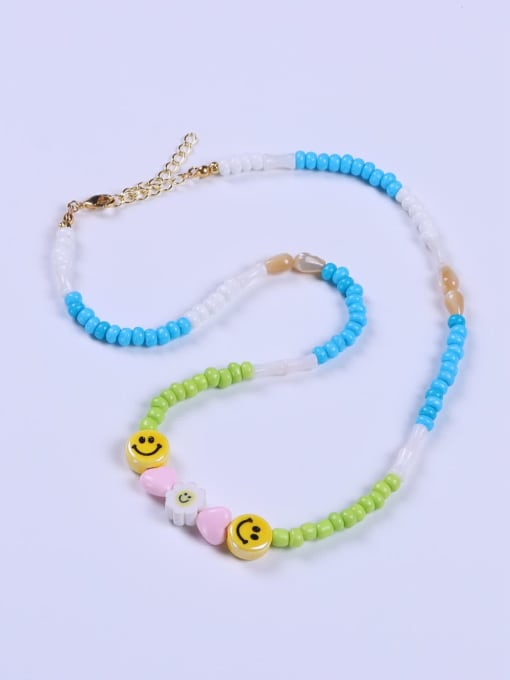 BYG Beads Stainless steel Porcelain Multi Color Glass beads Minimalist Lariat Necklace 0