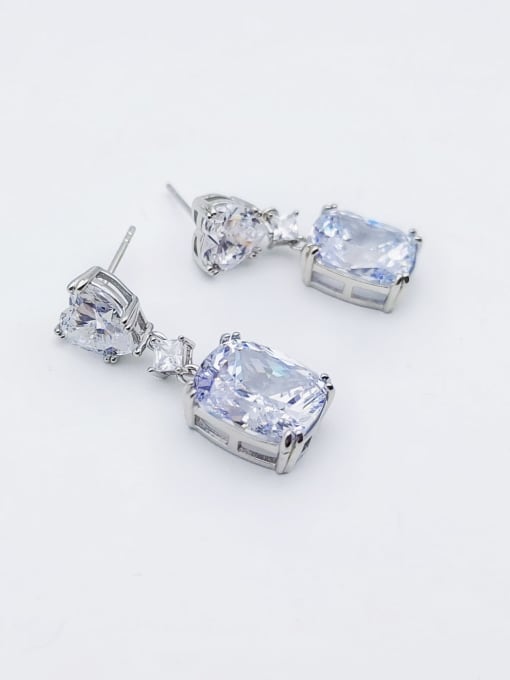 White 925 Sterling Silver High Carbon Diamond White Minimalist Earring