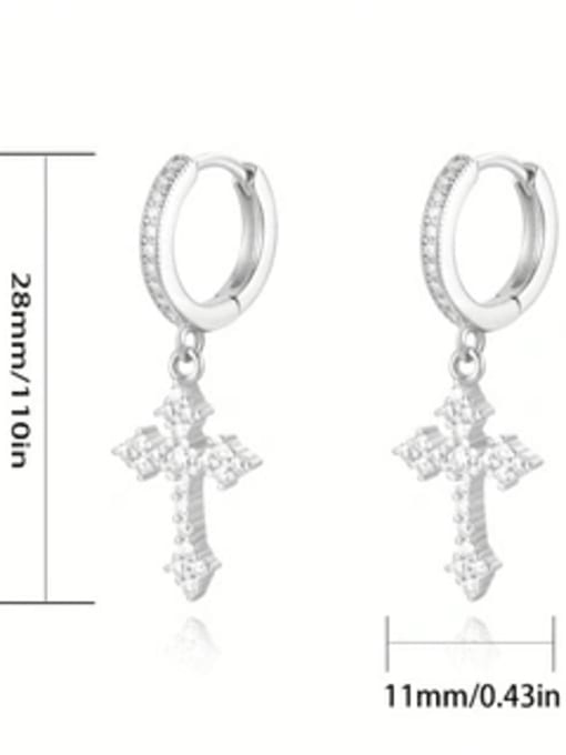 Jane Stone 925 Sterling Silver Moissanite White Cross Minimalist Clip Earring 4