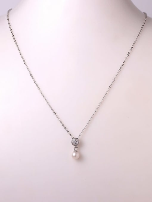 White 925 Sterling Silver Freshwater Pearl White Minimalist Lariat Necklace