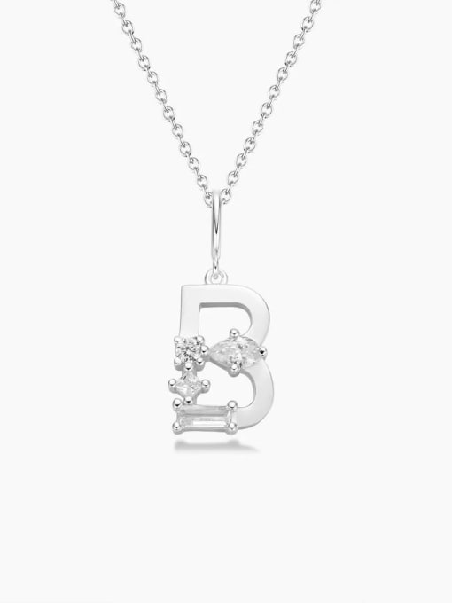 White B 925 Sterling Silver Cubic Zirconia White Minimalist Initials Necklace