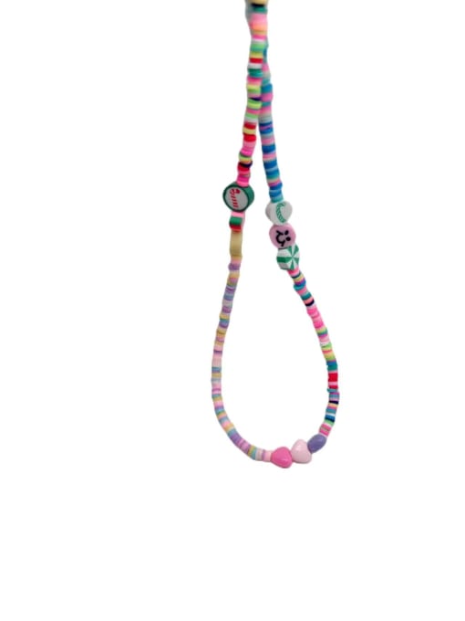 Yellow Stainless steel Glass beads Multi Color Minimalist Lariat Necklace