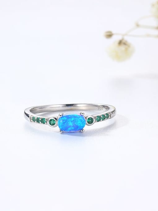 OPAL 925 Sterling Silver Synthetic Opal Multi Color Minimalist Band Ring 2