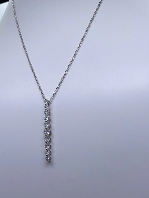 YUEFAN 925 Sterling Silver Cubic Zirconia White Lariat Necklace 2