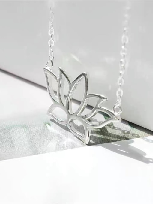 YUEFAN 925 Sterling Silver Flower Minimalist Lariat Necklace 2