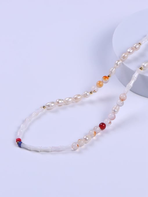 BYG Beads Stainless steel Freshwater Pearl Multi Color Minimalist Beaded Necklace 2