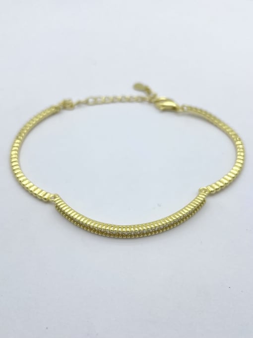 Yellow 925 Sterling Silver Cubic Zirconia White Minimalist Link Bracelet