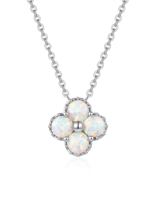 OPAL 925 Sterling Silver Synthetic Opal White Minimalist Lariat Necklace 1