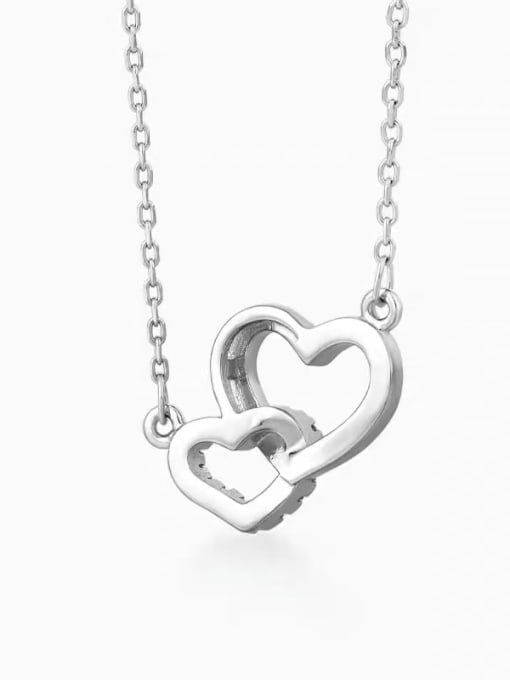 YUEFAN 925 Sterling Silver Cubic Zirconia White Heart Minimalist Link Necklace 1