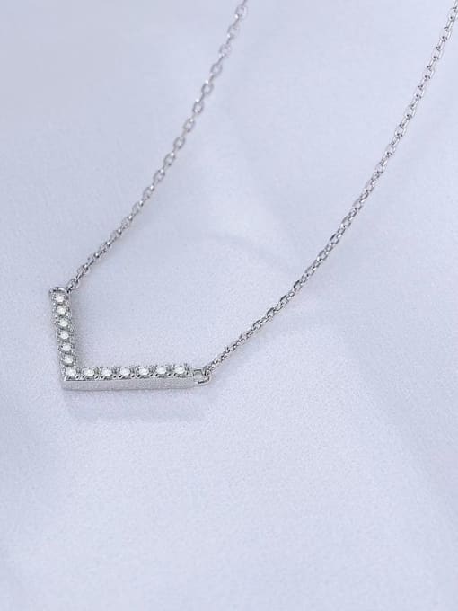 YUEFAN 925 Sterling Silver Cubic Zirconia White Minimalist Link Necklace 2