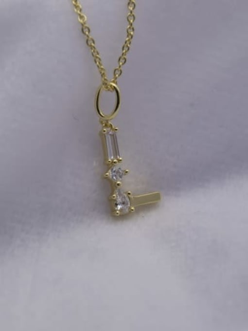 YellowL 925 Sterling Silver Cubic Zirconia White Letter Minimalist Initials Necklace