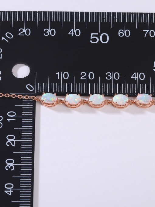 OPAL 925 Sterling Silver Synthetic Opal White Minimalist Adjustable Bracelet 4