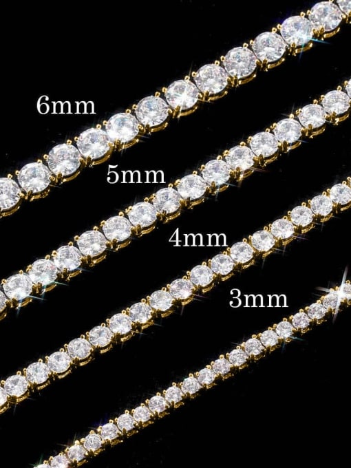 Yellow4.0mm16inch 925 Sterling Silver Moissanite White Minimalist Cuban Necklace