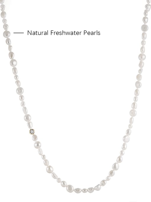 BYG Beads 925 Sterling Silver Freshwater Pearl White Tila Bead Round Minimalist Cuban Necklace 4