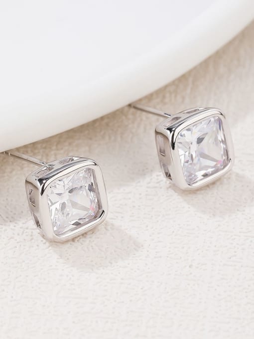 YUEFAN 925 Sterling Silver Cubic Zirconia White Minimalist Stud Earring 0