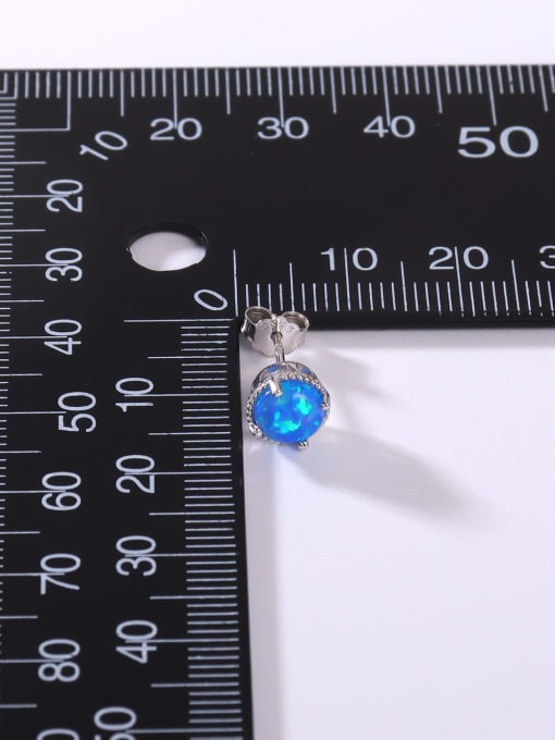 OPAL 925 Sterling Silver Synthetic Opal Multi Color Minimalist Stud Earring 4