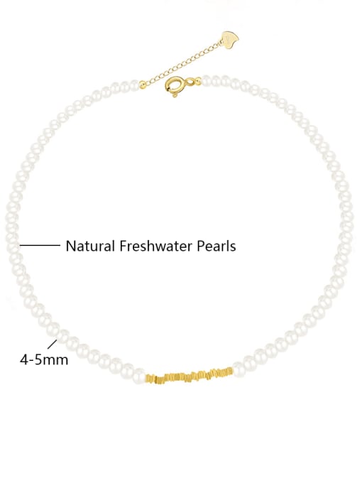 BYG Beads 925 Sterling Silver Freshwater Pearl White Tila Bead Round Minimalist Cuban Necklace 3