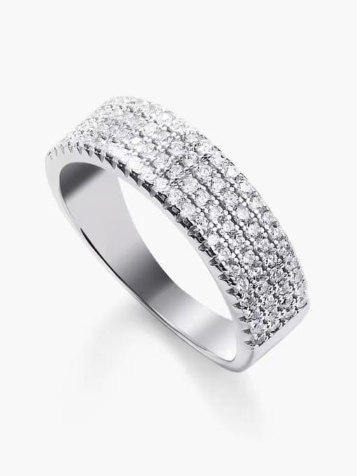 YUEFAN 925 Sterling Silver Cubic Zirconia Gray Minimalist Band Ring 0