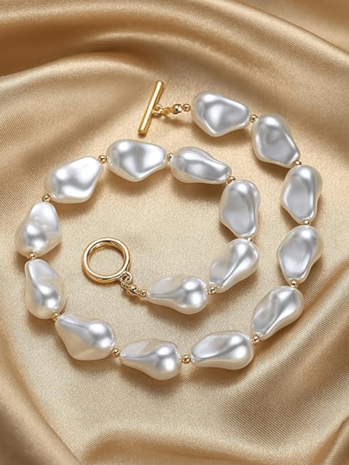 BYG Beads Brass Freshwater Pearl Irregular Minimalist Cuban Necklace 1