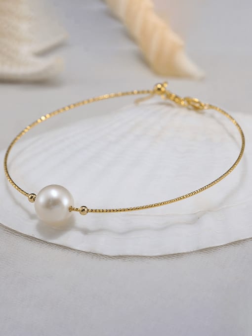 BYG Beads 925 Sterling Silver Freshwater Pearl White Tila Bead Round Minimalist Handmade Beaded Bracelet 1