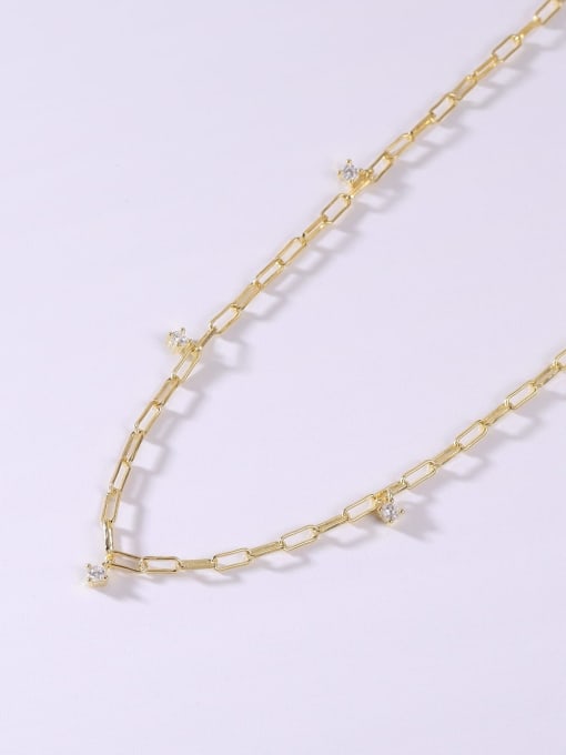 Yellow 925 Sterling Silver Cubic Zirconia White Minimalist Cuban Necklace
