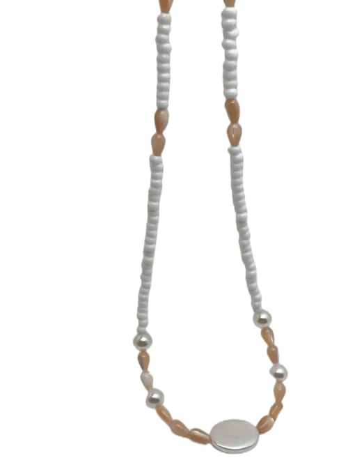 White Stainless steel Ceramic Minimalist Bead Chain