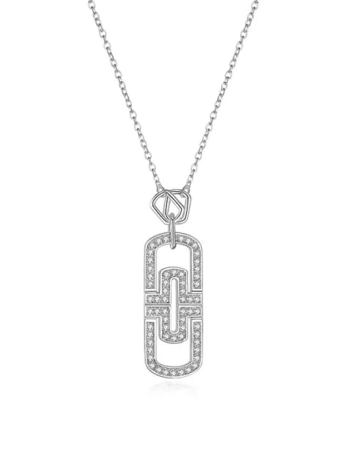 YUEFAN 925 Sterling Silver Cubic Zirconia White Minimalist Link Necklace