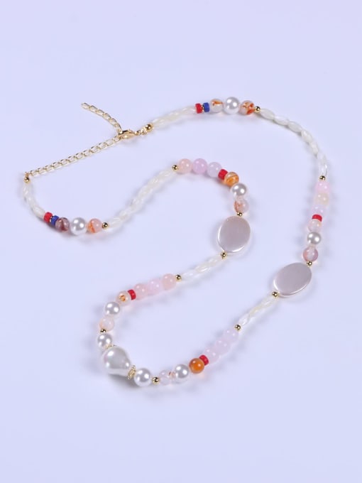 BYG Beads Stainless steel Freshwater Pearl Multi Color Minimalist Beaded Necklace 0