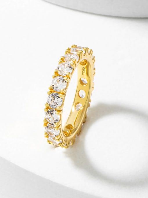Yellow 925 Sterling Silver Cubic Zirconia White Minimalist Band Ring