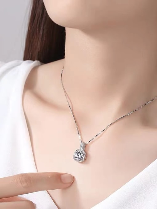 Jane Stone 925 Sterling Silver Moissanite White Minimalist Link Necklace 4