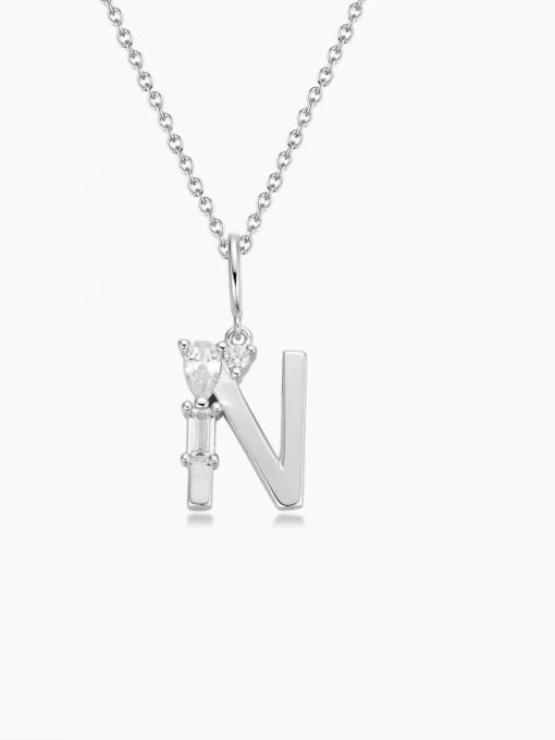 White J 925 Sterling Silver Cubic Zirconia White Minimalist Initials Necklace