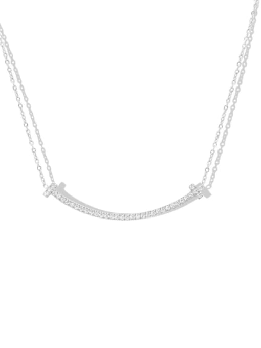 YUEFAN 925 Sterling Silver Cubic Zirconia White Minimalist Necklace