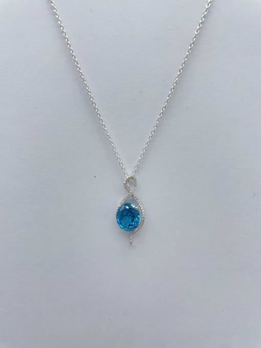 White 925 Sterling Silver Cubic Zirconia Blue Dainty Lariat Necklace