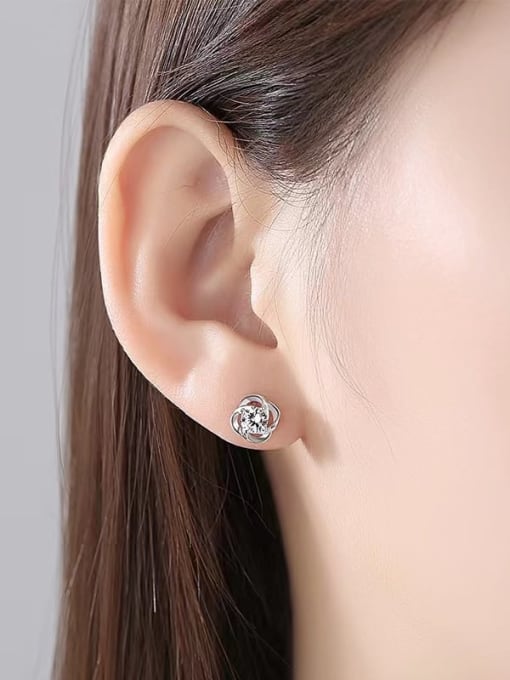 Jane Stone 925 Sterling Silver Moissanite White Minimalist Earring 3