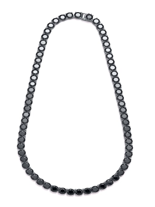 Black 6.5mm 40cm 925 Sterling Silver Moissanite Black Minimalist Cuban Necklace