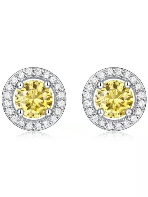 White 0.5ct+0.5ct 925 Sterling Silver Moissanite Yellow Dainty Stud Earring