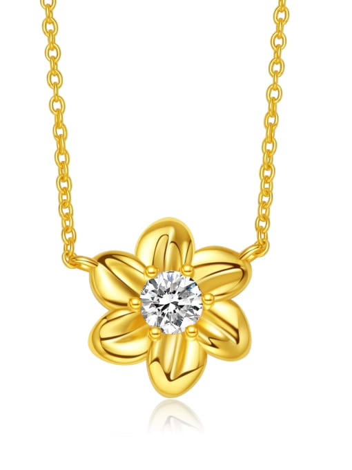 Yellow 925 Sterling Silver Cubic Zirconia White Flower Minimalist Lariat Necklace