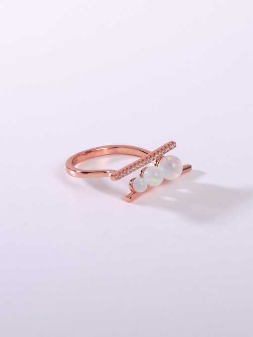 OPAL 925 Sterling Silver Synthetic Opal White Minimalist Band Ring 2