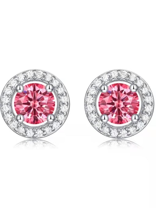 White 0.5ct+ 0.5ct 925 Sterling Silver Moissanite Pink Minimalist Stud Earring