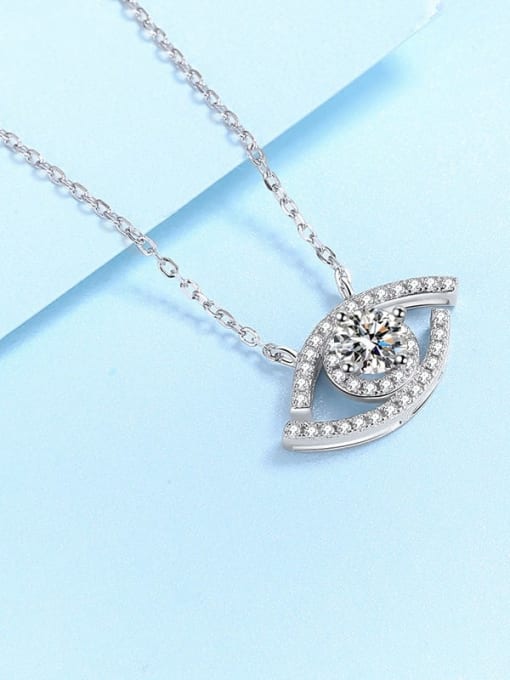 White 925 Sterling Silver Moissanite White Minimalist Link Necklace