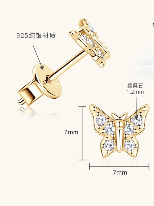 YUEFAN 925 Sterling Silver Cubic Zirconia White Butterfly Minimalist Stud Earring 1