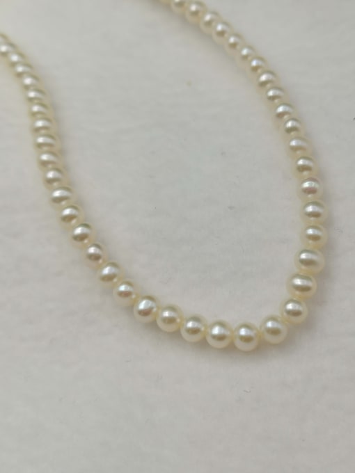 YUEFAN 925 Sterling Silver Freshwater Pearl White Round Dainty Beaded Necklace 1