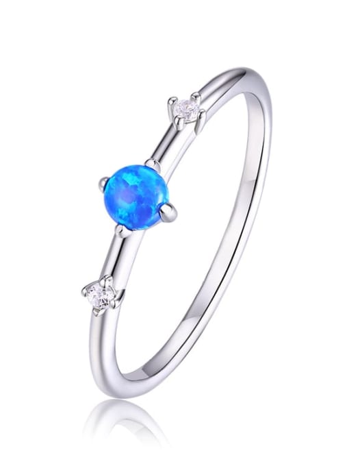 OPAL 925 Sterling Silver Synthetic Opal Multi Color Minimalist Band Ring 1